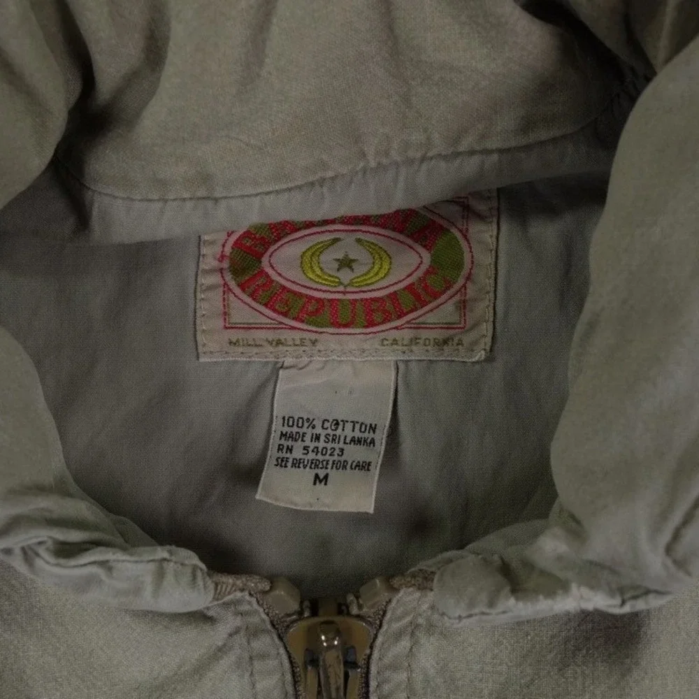VTG Banana Republic Safari Vest Men Medium Khaki Cotton Utility Hooded Fishing‎